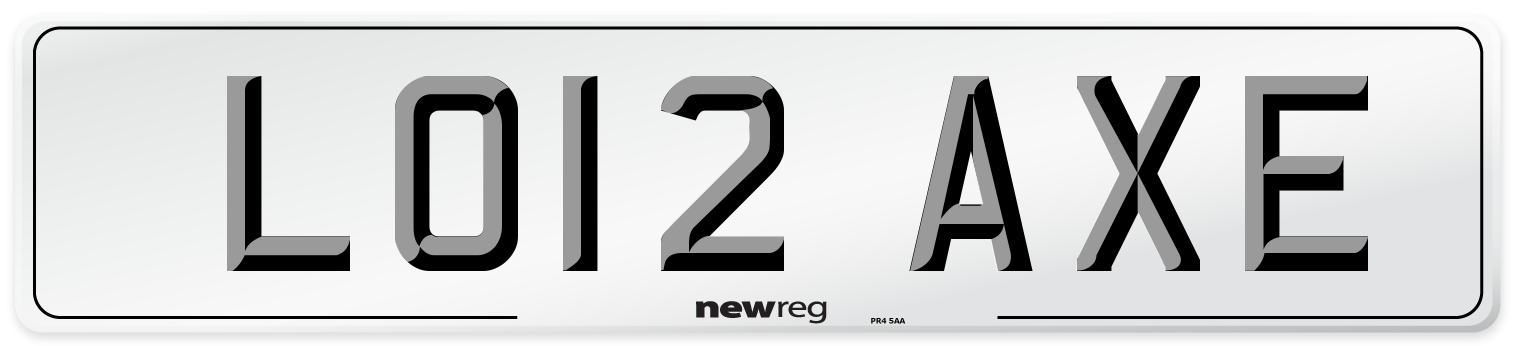 LO12 AXE Number Plate from New Reg